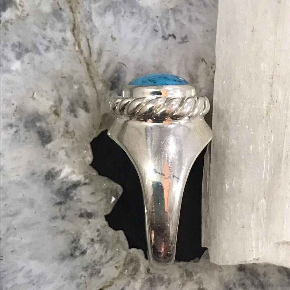 Carolyn Pollack Sterling Horizontally Mounted Oval Turquoise Ring Size 10